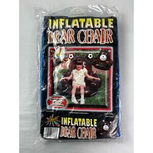 VINTAGE RINCO Inflatable Bear Chair For Kids Blue New In Package Dead Stock